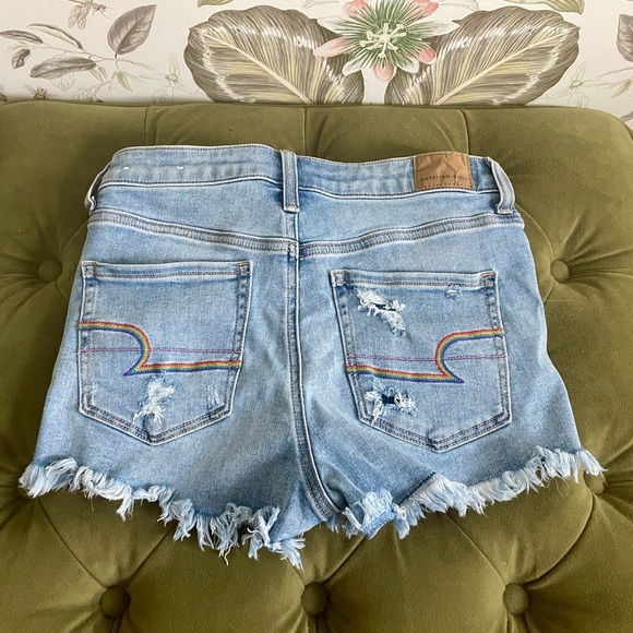 AE Pride High Rise Distressed Jean Shorts - Picture 2 of 6